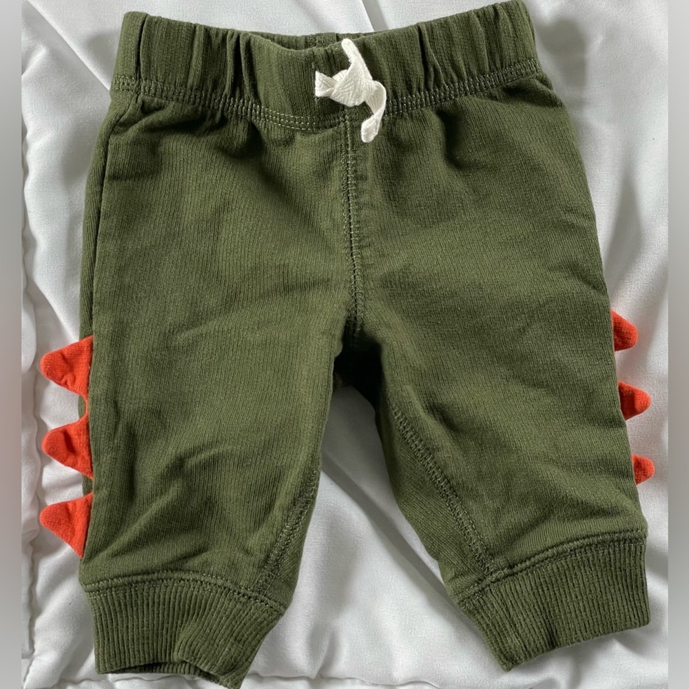 Carter’s Dinosaur Spike Joggers 3 Months Dark Green W Orange Spikes